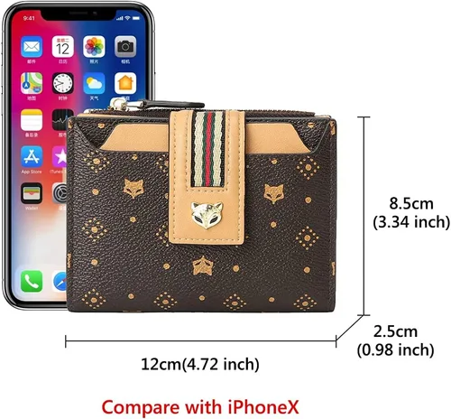 Miniatura 3 de EUNI Carteras de piel sintética para mujer, carteras pequeñas, monederos con cremallera para mujer, portatarjetas de tarjetas de crédito, carteras