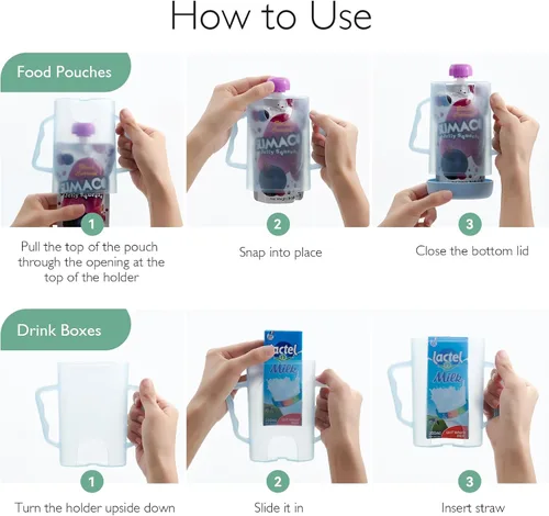Miniatura 7 de Momcozy Soporte para bolsa de bebé sin apretar, soporte para caja de alimentos y jugos para bebés, sin desorden, fácil agarre para autoalimentación