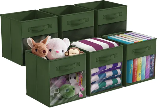 Miniatura 15 de Sorbus Contenedores de almacenamiento de 11 pulgadas con ventana transparente, 6 cestas plegables para organizar ropa, juguetes, libros, cubos