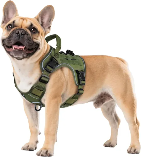 Miniatura 16 de WINGOIN - Arnés táctico púrpura para perros medianos, arnés resistente sin tirones con asa, chaleco militar K9 reflectante ajustable para mascotas