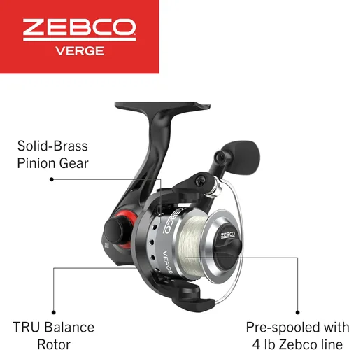 Miniatura 4 de Zebco Verge Spinning Fishing Reel, Right or Left-Hand Retrieve, Pre-Spooled with Zebco Fishing Line, All-Metal Gears, TRU Balance Rotor, Black