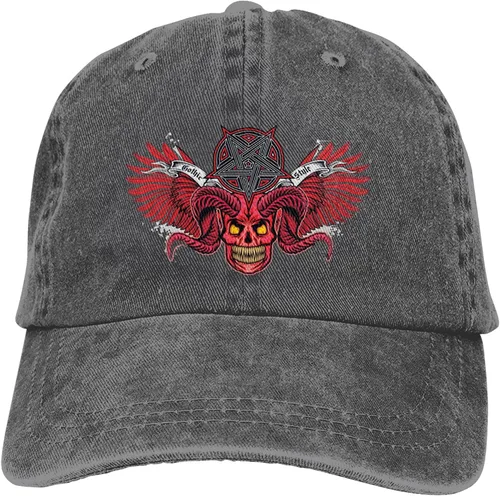 Miniatura 9 de Cowboy Hat Trendy Hats for Man and Women Djustable Four Season Outdoor Baseball Cap of Hell Skull with Angel Deep Heather