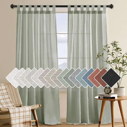 Miniatura 38 de H.VERSAILTEX Cortinas aireadas mezcladas de lino natural con pestaña superior para sala de estar, decoración del hogar, material suave y rico que