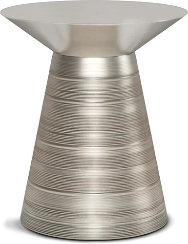 Miniatura 9 de SIMPLIHOME Sheridan - Mesa auxiliar redonda de metal sólido de 18 pulgadas de ancho x 20 pulgadas de alto en cobre envejecido, mesa decorativa