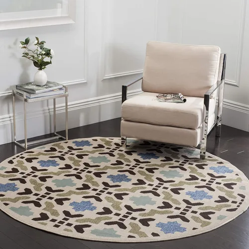 Miniatura 14 de SAFAVIEH Alfombra lavable al aire libre Veranda Collection – Alfombra de pasillo de 2 pies 3 x 8 pies, color crema y aguamarina, no desprende pelusa
