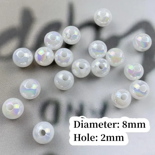 Miniatura 3 de 300 cuentas de perlas para manualidades de 0.315 pulgadas (0.315 in), cuentas redondas sueltas de perlas para collares, pulseras, aretes, blanco AB