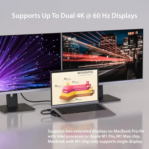 Miniatura 4 de j5create Estación de acoplamiento de pantalla USB C Dual 4K 60Hz (12 en 1), ranura SSD M.2 integrada, HDMI, DisplayPort, USB-A de 10 Gbps, lector