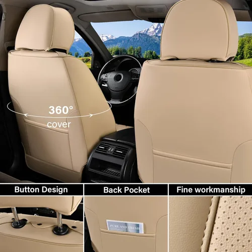 Miniatura 4 de Coverado Juego completo de fundas de asiento de automóvil, protector de asiento de automóvil, impermeable, cojín de asiento de automóvil de piel