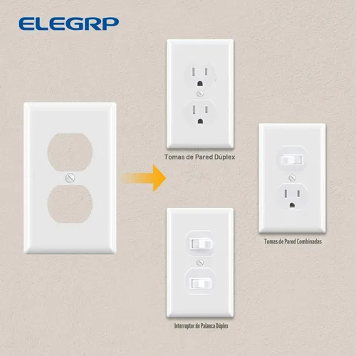 Miniatura 4 de ELEGRP Placa de pared para receptáculo dúplex, cubiertas de pared de tamaño estándar de 1 banda, cubiertas de policarbonato irrompible de doble