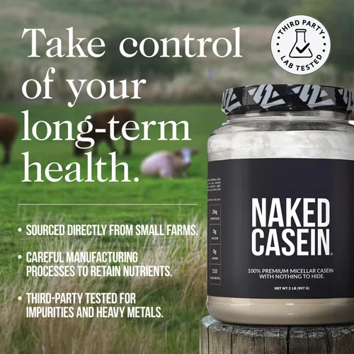 Miniatura 6 de NAKED Caseína - Polvo de proteína de caseína micelar de 5 libras, a granel, cero carbohidratos, sin OMG, sin gluten, sin soja, sin conservantes