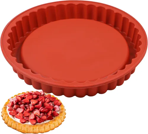Miniatura 8 de Webake Tarta de silicona para tartas/sartén para flan de 9.5 pulgadas, molde antiadherente para pastel de pizza