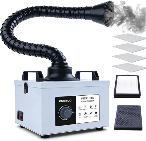 FES150S - Extractor de humo de soldadura de 100 W, 200 m³/h (117 CFM) Potente absorbente de humo de succión con filtración H13 HEPA de 3 etapas,