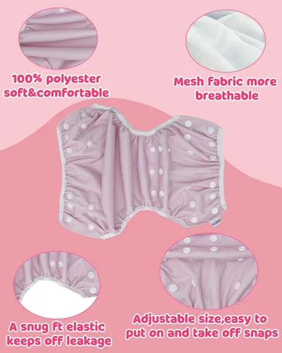 Miniatura 30 de Alva, Pañales de bebé para nadar, paquete de 2 unidades, talle único, reutilizable, lavable y ajustable de 0 a 36 meses. Tamaño de 10 a 40 lbs