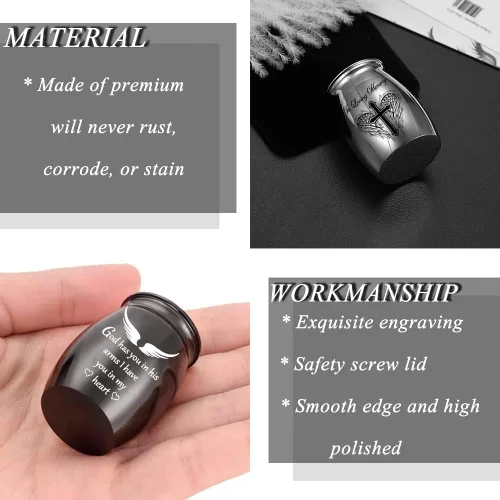 Miniatura 6 de Urnas pequeñas de color para cenizas, juego de 8, mini urnas de aluminio, urnas de cremación para cenizas de humanos/mascotas, soporte para cenizas