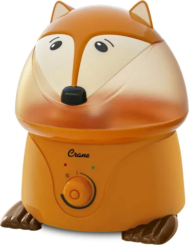 Crane Humidificador ultrasónico de niebla fría animal de 1 galón para dormitorio y guardería, apagado automático, salida ajustable, zorro