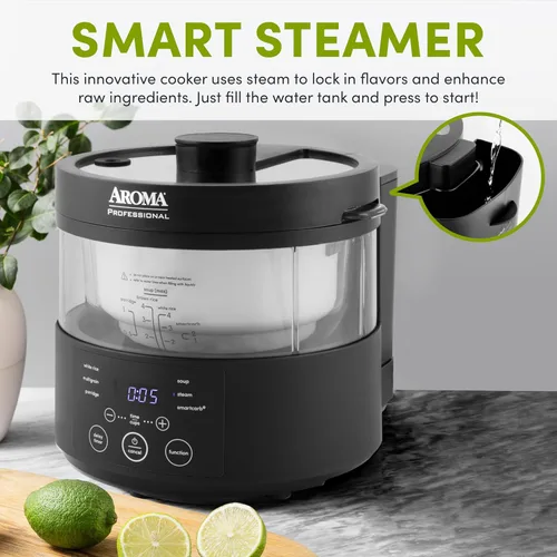 Miniatura 3 de Aroma Housewares Multicooker SmartCarb profesional de 8 tazas (cocidas) y vaporizador de alimentos con bloqueo de sabor para arroz y granos bajos