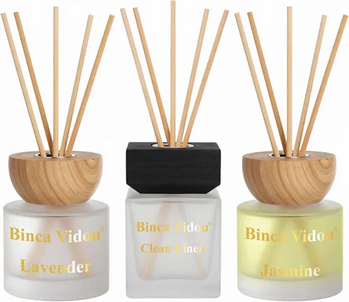 Miniatura 10 de binca vidou - Juego de 3 difusores de aceite de aroma natural de lavanda y jazmín con varillas para decoración de aromaterapia en casa, oficina