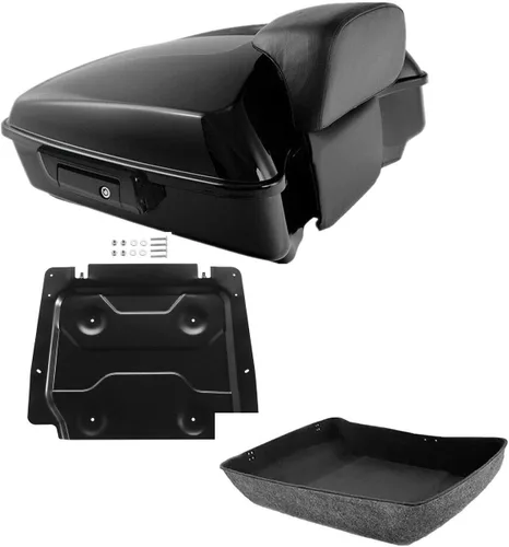 Miniatura 11 de TCMT Pestillos Negros de 10.7" para Maletero Cortado, Almohadilla de Respaldo, Luz Trasera LED con Señal de Giro Compatible con Harley Touring