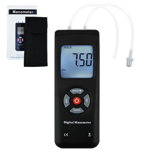 Manómetro, medidor de presión de aire profesional, manómetro digital, medidor de presión de gas, 11 unidades con luz de fondo, adecuado para presión