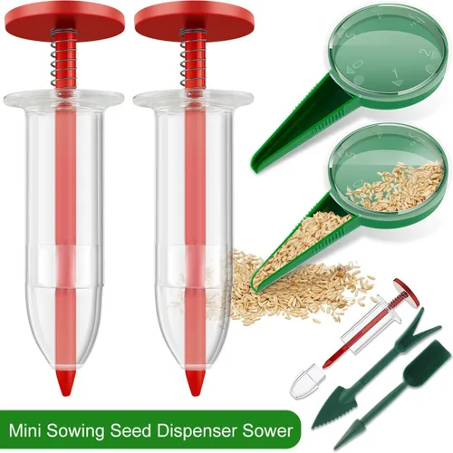 Miniatura 2 de Mini esparcidor de semillas de 6 piezas, mini dispensador de semillas de siembra 2025, herramienta de sembradora de semillas pequeña, juego manual