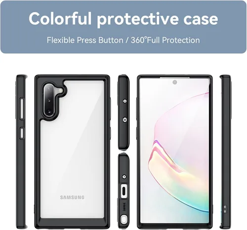 Miniatura 6 de Funda para Samsung Galaxy Note 10 [360 parachoques de goma completa y cubierta trasera transparente de PC] a prueba de golpes dura ultrafina funda