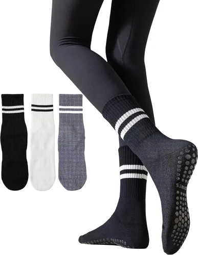 Calcetines antideslizantes de yoga para mujer con agarre de pilates con agarres, calcetines atléticos para hospital para mujer