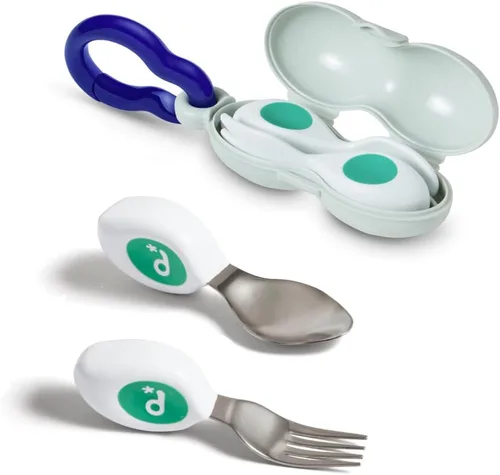 Miniatura 12 de Doddl Cuchara y tenedor para bebé, juego de cubiertos + estuche de viaje para bebés de 6 meses en adelante, aprende a autoalimentarse. Ayuda al