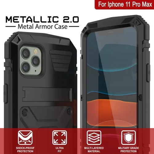 Miniatura 2 de PunkCase Funda de metal para iPhone 11 Pro Max [Serie 2.0] Funda de armadura resistente Diseño de cuerpo completo de aluminio y TPU con protector