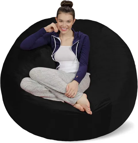 Sofa Sack - Sillón puff de 5 pies, color negro, solo funda