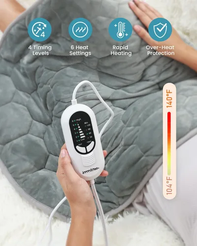 Miniatura 4 de immtree Almohadilla térmica con peso para un alivio más profundo del dolor, 7 libras de tamaño XXXL (29 x 24) con tecnología de calor rápido, mantas