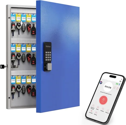 Miniatura 8 de WeHere Caja de bloqueo de llave inteligente de 192 teclas para montaje en pared, gabinete de llaves comercial con aplicación, teclado, Bluetooth
