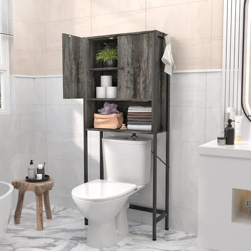 Miniatura 9 de Ecoprsio Estante de almacenamiento sobre el inodoro, organizador de baño de 3 niveles sobre el inodoro, soportes de inodoro independientes que Negro