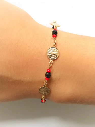 Miniatura 2 de Art Designs by AA Pulsera de cuentas de cristal de San Benito para mujer joyería de protección Metal