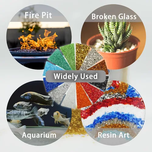 Miniatura 6 de LUSTERING Vidrio triturado de alto brillo con purpurina, vidrio de fuego, vidrio roto, gemas de vidrio para foso de fuego, manualidades DIY