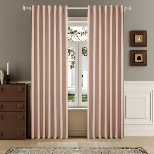 DUALIFE - Cortinas opacas completas de color rosa bebé de 63 pulgadas de largo, cortinas de lino texturizado, cortinas térmicas aisladas,
