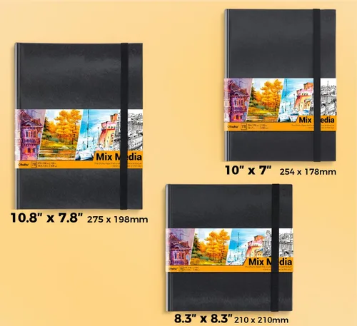 Miniatura 3 de Ohuhu Mix Media Pad - Cuaderno de bocetos de arte mixto de 10 x 7.4 pulgadas, papel pesado de 120 lb/200 g/m², 78 hojas/156 páginas, almohadilla