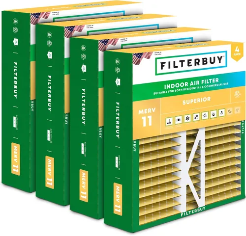 Miniatura 25 de Filterbuy Filtro de aire MERV 11 de 10 x 17 x 2 pulgadas Defensa Superior contra Mascotas y Alergias (paquete de 4), filtros exteriores plisados