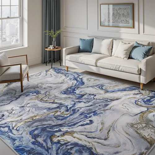 Miniatura 4 de Alfombras de área de 9 x 12 pies para sala de estar, moderna alfombra abstracta para dormitorio, contemporánea, lavable a máquina, alfombra grande