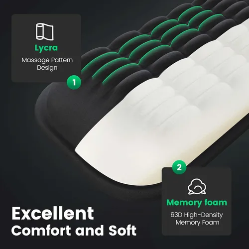 Miniatura 2 de MEKASS Reposamuñecas para teclado para teclado compacto del 60%, soporte ergonómico de espuma viscoelástica suave para muñeca con base Negro