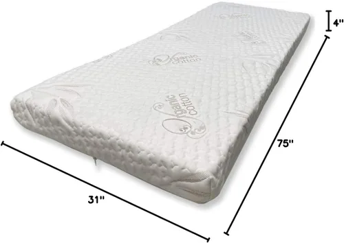 Miniatura 2 de Foamma - Colchón de espuma viscoelástica de gel de 3.9 in para cama plegable o cama de invitados, funda de algodón orgánico lavable, marco