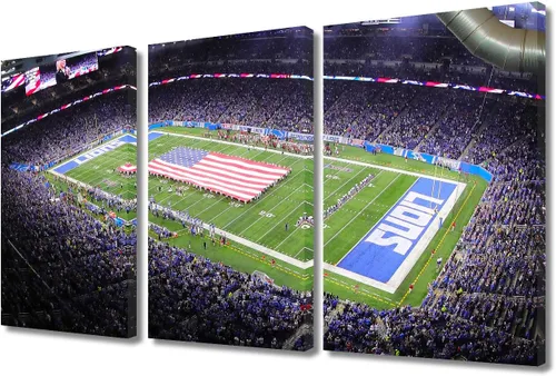 Miniatura 62 de 3 piezas de arte de pared deportivo del equipo de fútbol de los Vikings de Estados Unidos, pinturas de estadios deportivos Minnesota, Estados