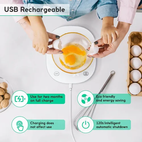 Miniatura 2 de Arboleaf Smart Food - Báscula de cocina digital de 22 libras con calculadora nutricional, recargable por USB, pesaje inteligente con aplicación