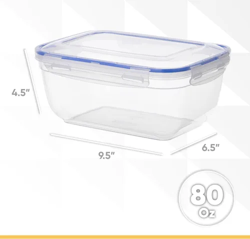 Miniatura 2 de Superio Recipiente de plástico para almacenamiento de alimentos con tapa hermética, 80 onzas, sin BPA, a prueba de fugas, apilable, apto