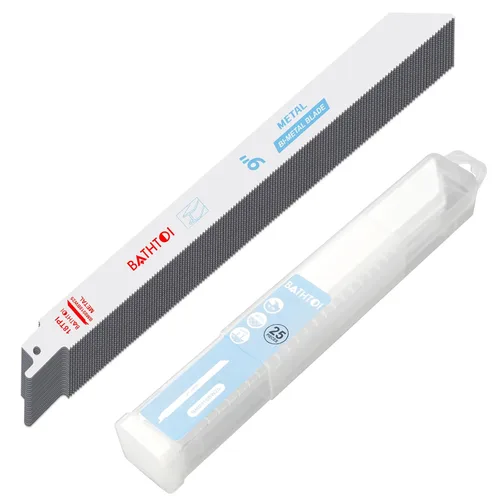 Miniatura 13 de Paquete de 25 hojas de sierra recíproca de 6 pulgadas y 18 Tpi para chapa, tuberías, corte de clavos, corte de perfiles, cuchillas Sawzall