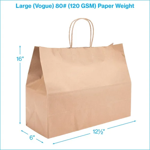 Miniatura 5 de SSWBasics Bolsa de compras de papel kraft marrón – Grande (16 pulgadas de largo x 6 pulgadas de profundidad x 12 ½ pulgadas de alto) – Caja de 100