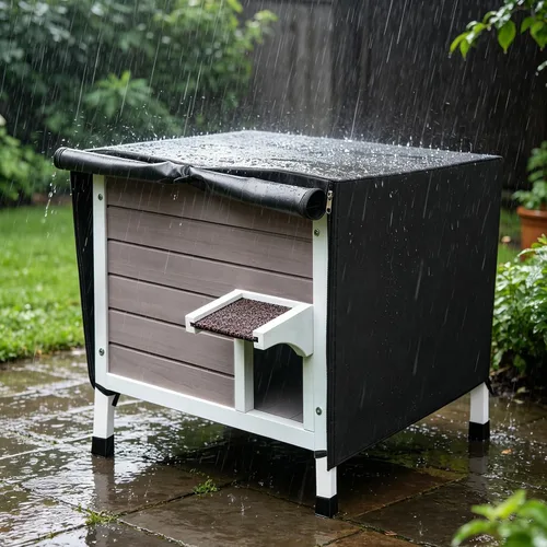 Miniatura 12 de Rockever Casa aislada para gatos, 100% aislada, para exteriores, para invierno, exteriores, para gatos salvajes, resistente a la intemperie, diseño