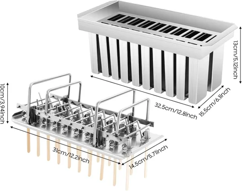 Miniatura 8 de Moldes de paletas de acero inoxidable, 20 moldes caseros para paletas de hielo con soporte, moldes para hacer helados, máquina de helado 20 piezas