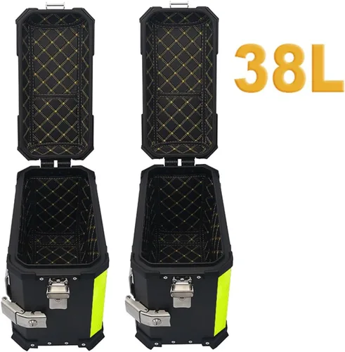 Miniatura 4 de Maletas laterales para motocicleta, 38L de motocicleta de lado duro, alforjas para maletero Tour, maletín lateral negro/plateado
