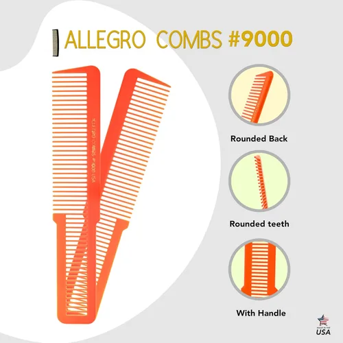 Miniatura 4 de Allegro Combs 9000 Clipper Blending Cutting Wide Teeth Hair Comb For Fading Barberos Hairstylist Men Women Shower Comb Shampoo Styling 2 piezas