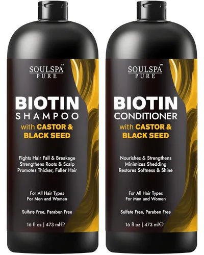 Miniatura 9 de Juego de champú y acondicionador de biotina con queratina – Fórmula avanzada sin sulfatos anti-adelgazamiento para el crecimiento del cabello